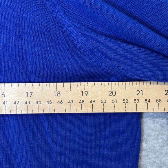 Vintage y2k À la carte Women's XL Blue Mock Neck Knit Top Rayon Spandex Sweater - Picture 6 of 8